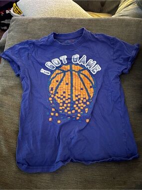 I Got Game Youth Short-Sleeve Tee - Blue with Orange Basketball Graphic